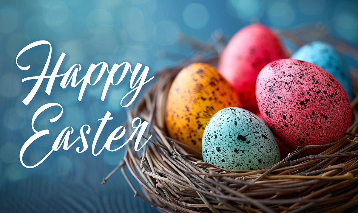 Happy Easter Wishes Colorful Eggs
