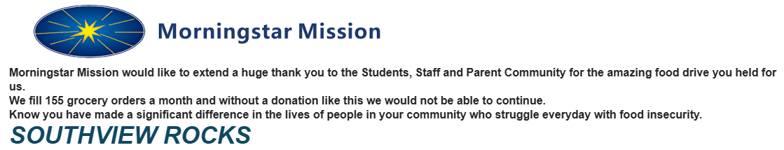 Morningstar Mission Thank you