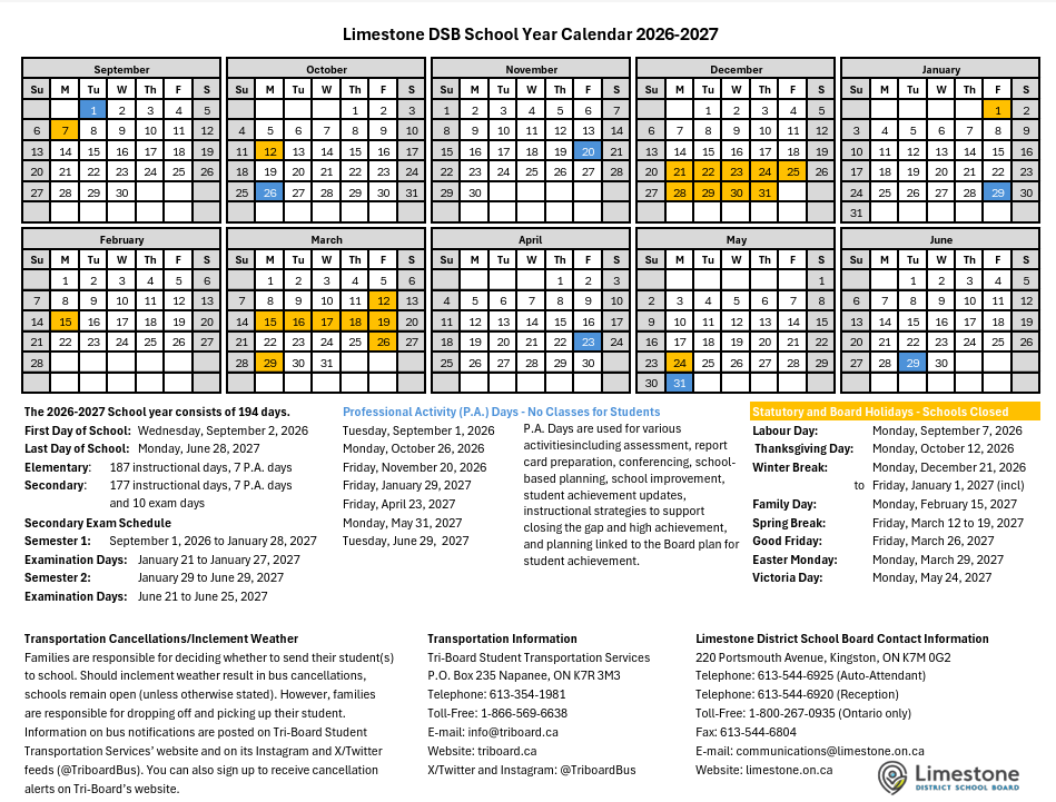 School Calendar 2026 2027
